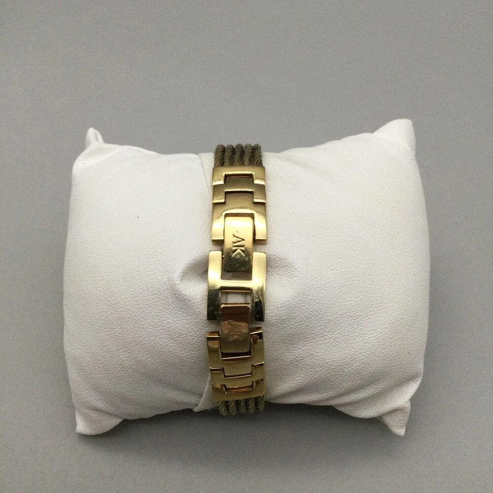 Anne Klein Womens Watch 26mm Diamond Faceted Gold Cable Band New Battery 6.75